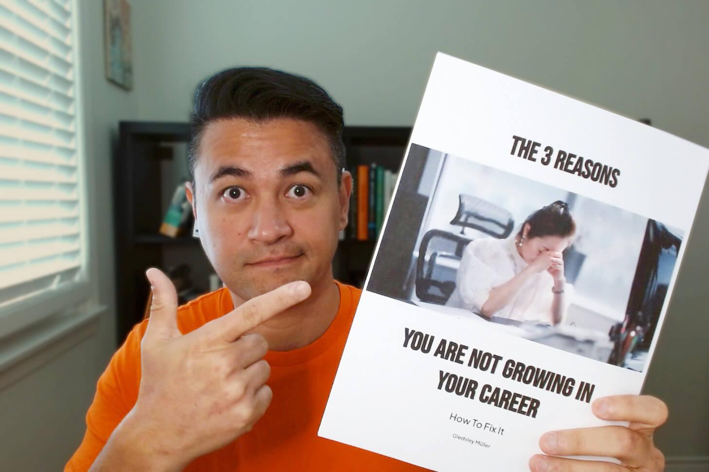 Man pointing to the free guide you will download.